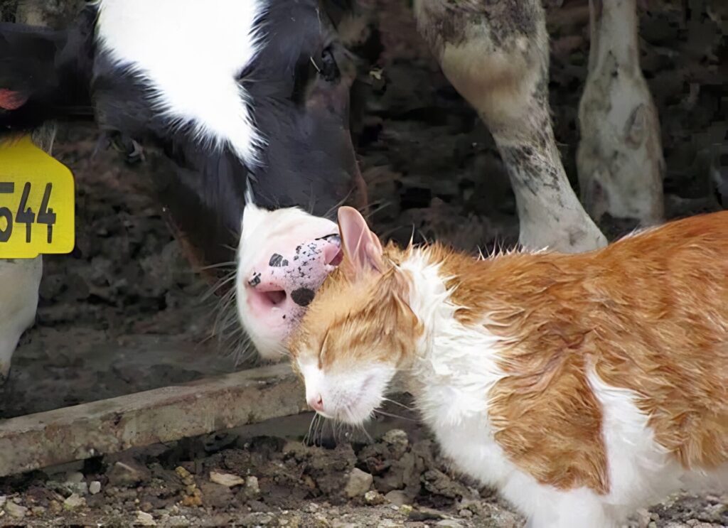 Can a cat and a cow be friends?