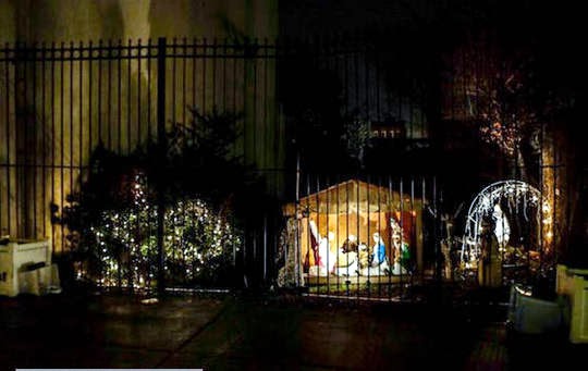 Christmas nativity scene with cats