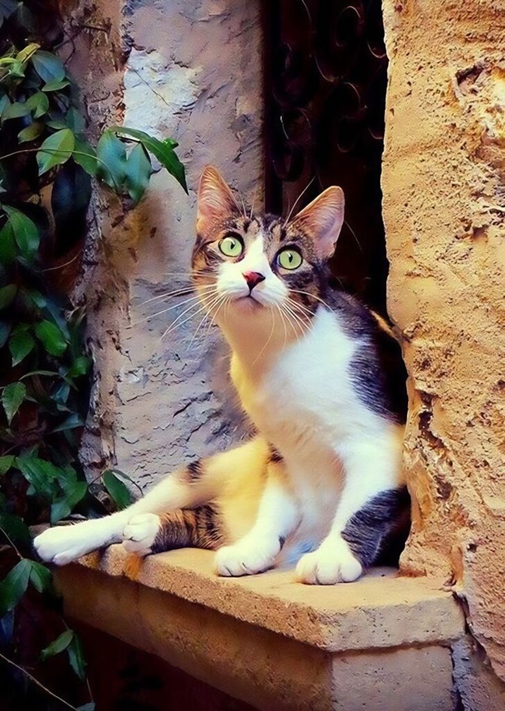 cat on a window sill in Saint-Paul-de-Vence