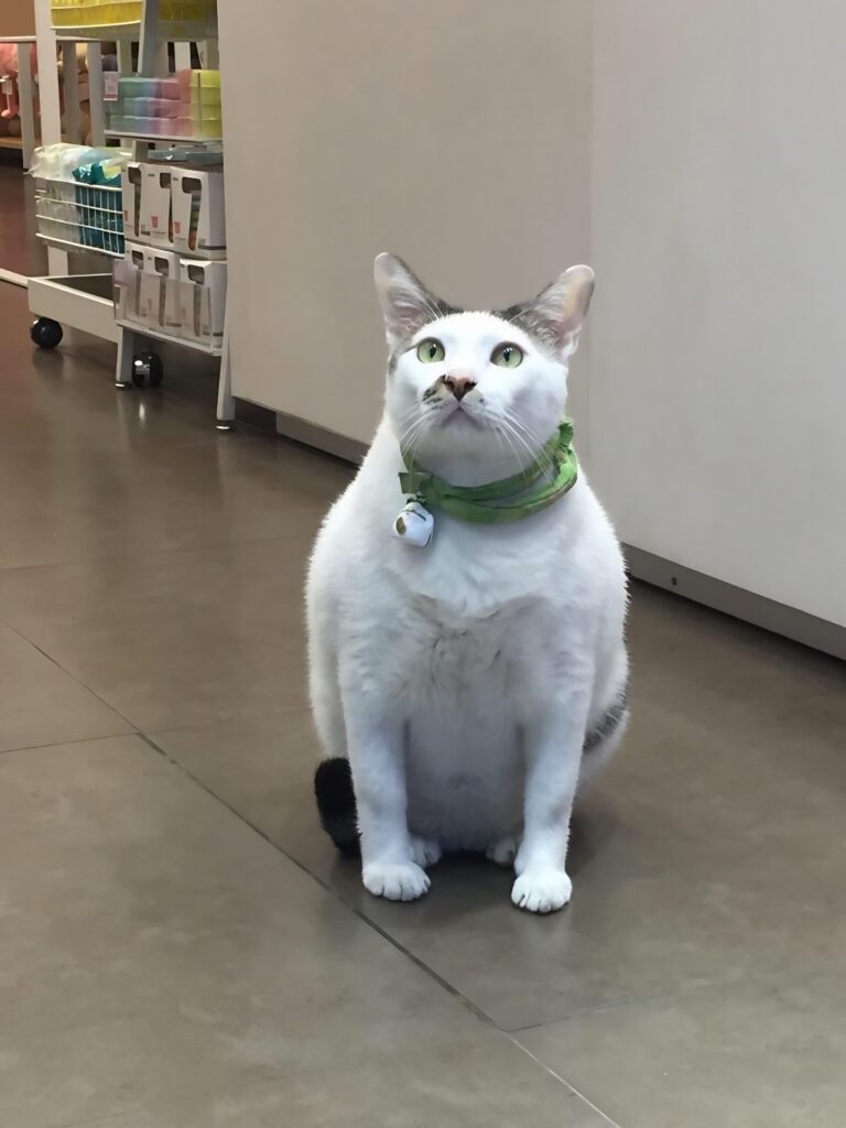 cat in the shape of an Orangina bottle