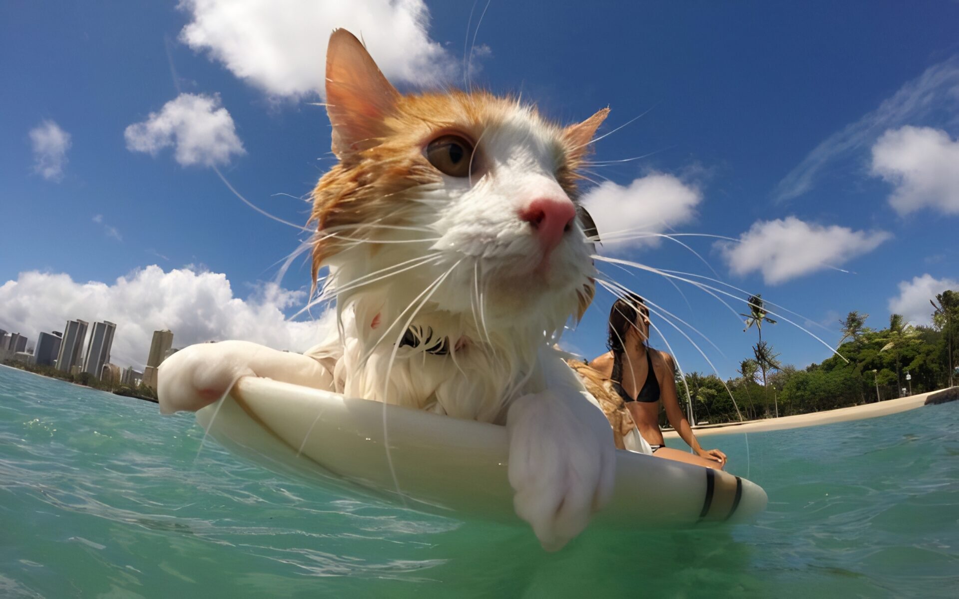 Kuli the surfing cat from Hawaii