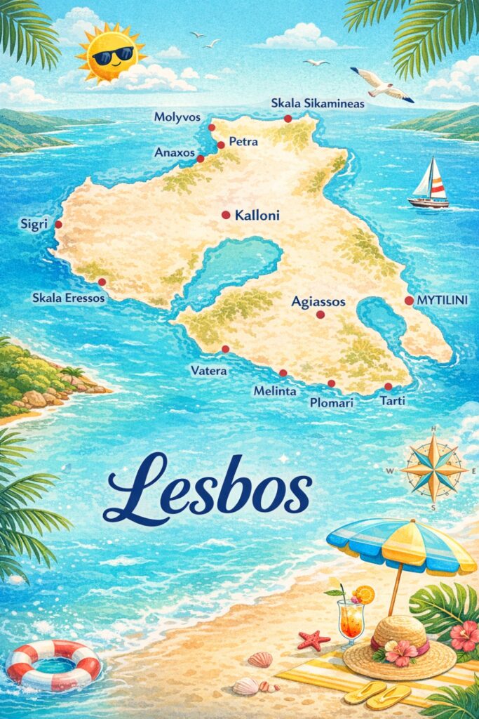 Lesvos map